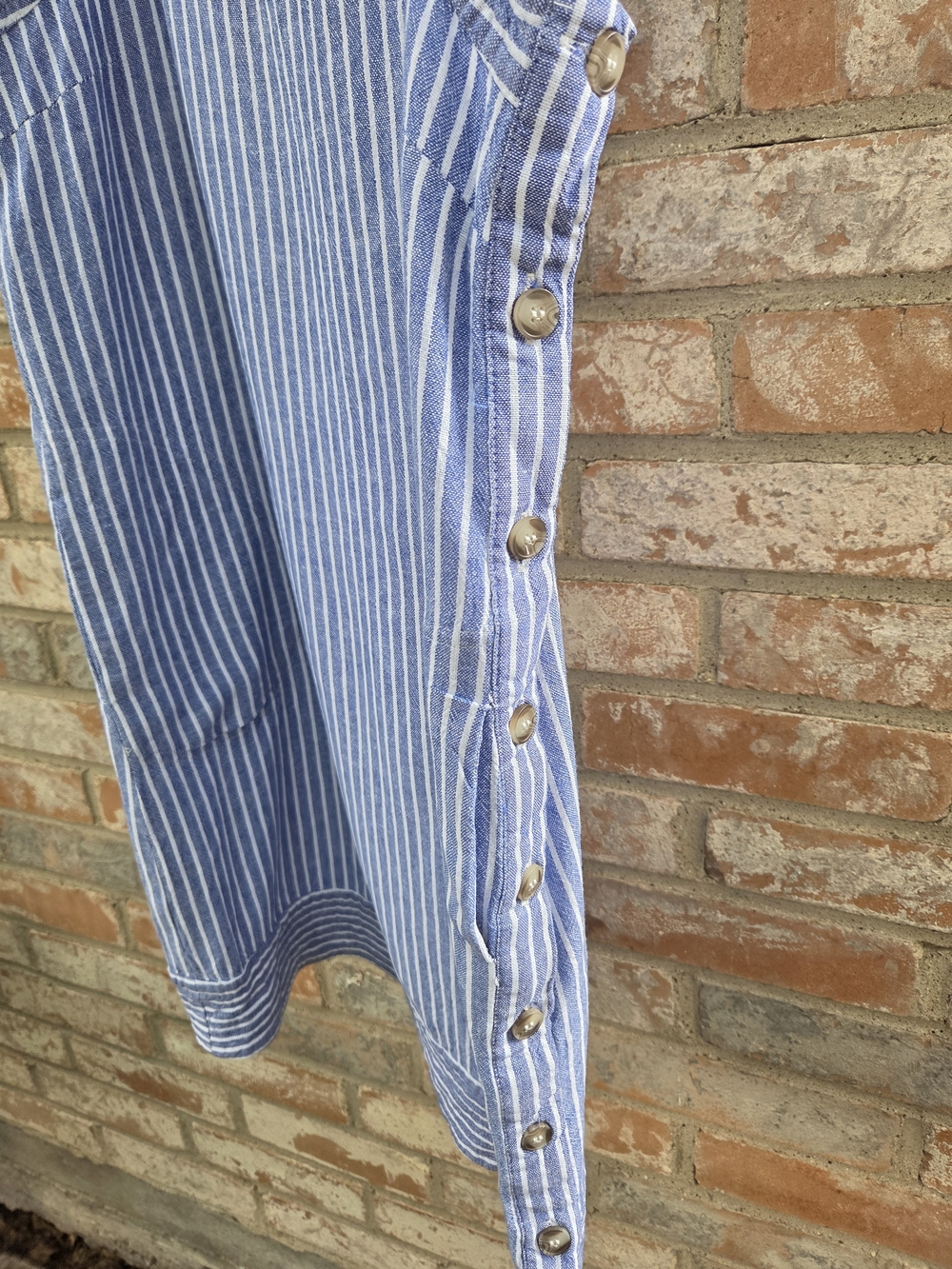 For Cynthia Blue and White Striped Sleeveless Dress Size L - Picture 5 of 5